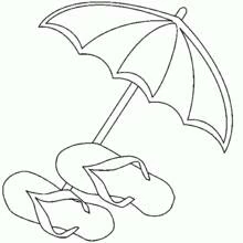 Coloriage Parasol de plage avec des tongs