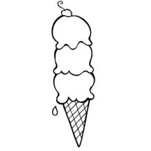 Coloriage Cône de glace à trois boules avec une cerise