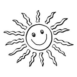 Coloriage Soleil souriant avec des rayons ondulés