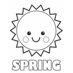 Coloriage Soleil souriant de printemps aux rayons pointus