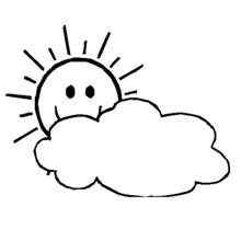Coloriage Soleil souriant caché derrière un nuage