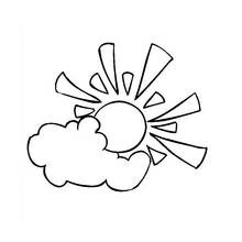 Coloriage Soleil et nuage se partageant le ciel