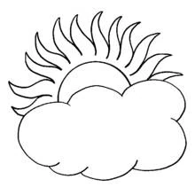 Coloriage Soleil caché derrière un nuage