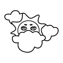Coloriage Soleil couvert par des nuages