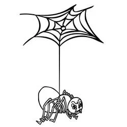 Coloriage Araignée suspendue à sa toile