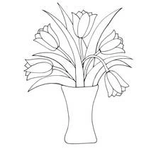 Coloriage Bouquet de tulipes dans un vase