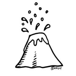 Coloriage Volcan en éruption avec des jets de lave