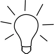 Coloriage Ampoule électrique allumée avec des rayons