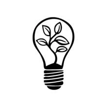 Coloriage Ampoule électrique avec une plante à l'intérieur