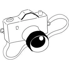 Coloriage Appareil photo avec une grosse lentille ronde