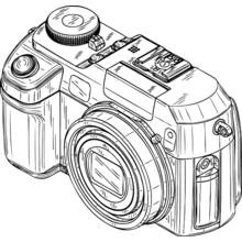 Coloriage Appareil photo avec objectif zoom