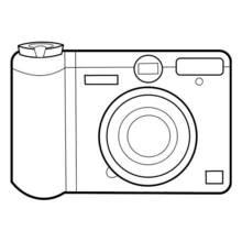 Coloriage Appareil photo avec objectif rond
