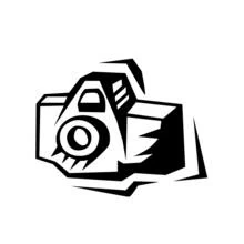 Coloriage Appareil photo aux lignes géométriques tranchantes
