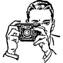 Coloriage Appareil photo tenu par un homme photographiant