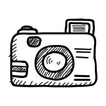 Coloriage Appareil photo avec un gros objectif rond