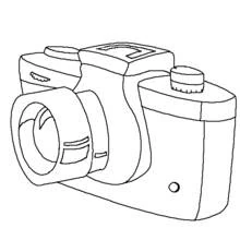 Coloriage Appareil photo reflex avec grand objectif