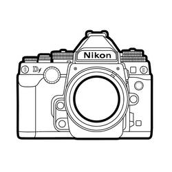 Coloriage Appareil photo vu de face avec objectif rond