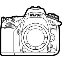Coloriage Appareil photo reflex vu de face sans objectif