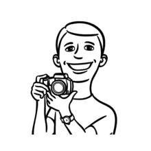 Coloriage Appareil photo tenu par un homme souriant