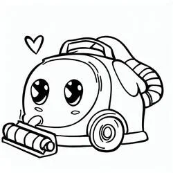 Coloriage Aspirateur avec un visage kawaii mignon
