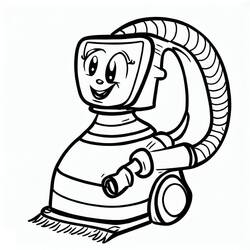 Coloriage Aspirateur avec un visage souriant