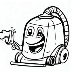 Coloriage Aspirateur riant avec une brosse mousseuse
