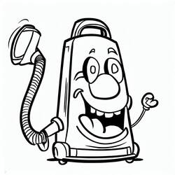 Coloriage Aspirateur riant et faisant un signe joyeux