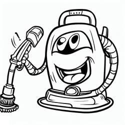 Coloriage Aspirateur drôle avec caractère