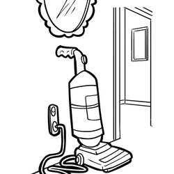 Coloriage Aspirateur dans un couloir