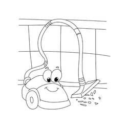 Coloriage Aspirateur heureux qui ramasse des débris