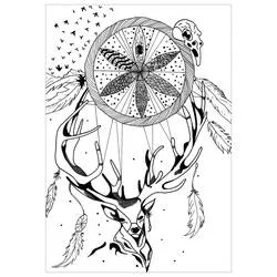 Coloriage Attrape-rêves avec bois de cerf et crâne