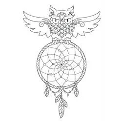 Coloriage Attrape-rêves avec chouette perchée