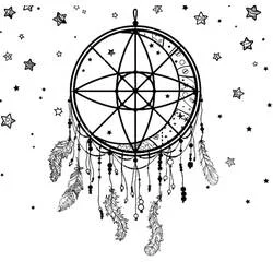Coloriage Attrape-rêves entouré d'étoiles