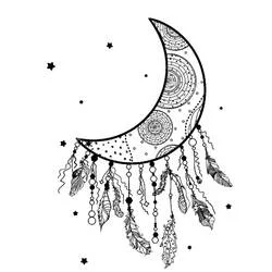 Coloriage Attrape-rêves en forme de lune