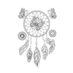 Coloriage Attrape-rêves avec papillons et plumes
