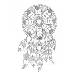 Coloriage Attrape-rêves avec plumes et perles