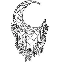 Coloriage Attrape-rêves en forme de lune