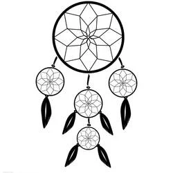 Coloriage Attrape-rêves avec quatre cercles suspendus