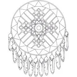 Coloriage Attrape-rêves avec motif mandala géométrique