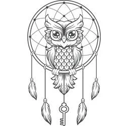 Coloriage Attrape-rêves avec un hibou au centre