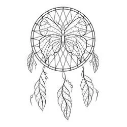 Coloriage Attrape-rêves papillon et plumes
