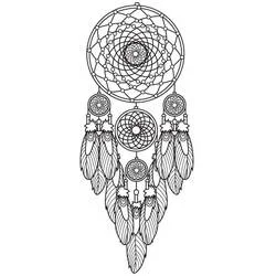 Coloriage Attrape-rêves avec toile en mandala et plumes