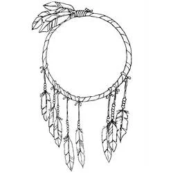 Coloriage Attrape-rêves avec plumes et perles