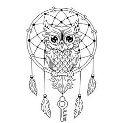 Coloriage Attrape-rêves avec hibou