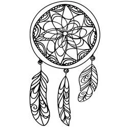 Coloriage Attrape-rêves avec plumes et perles