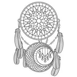 Coloriage Attrape-rêves à double cercle et plumes