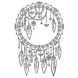 Coloriage Attrape-rêves orné de plumes et perles