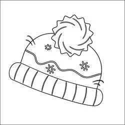 Coloriage Bonnet à pompon et flocons