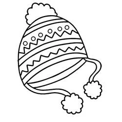 Coloriage Bonnet avec pompons et motifs zigzag