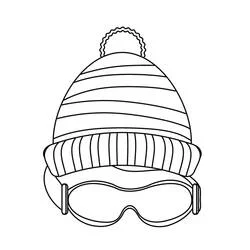 Coloriage Bonnet avec lunettes de ski